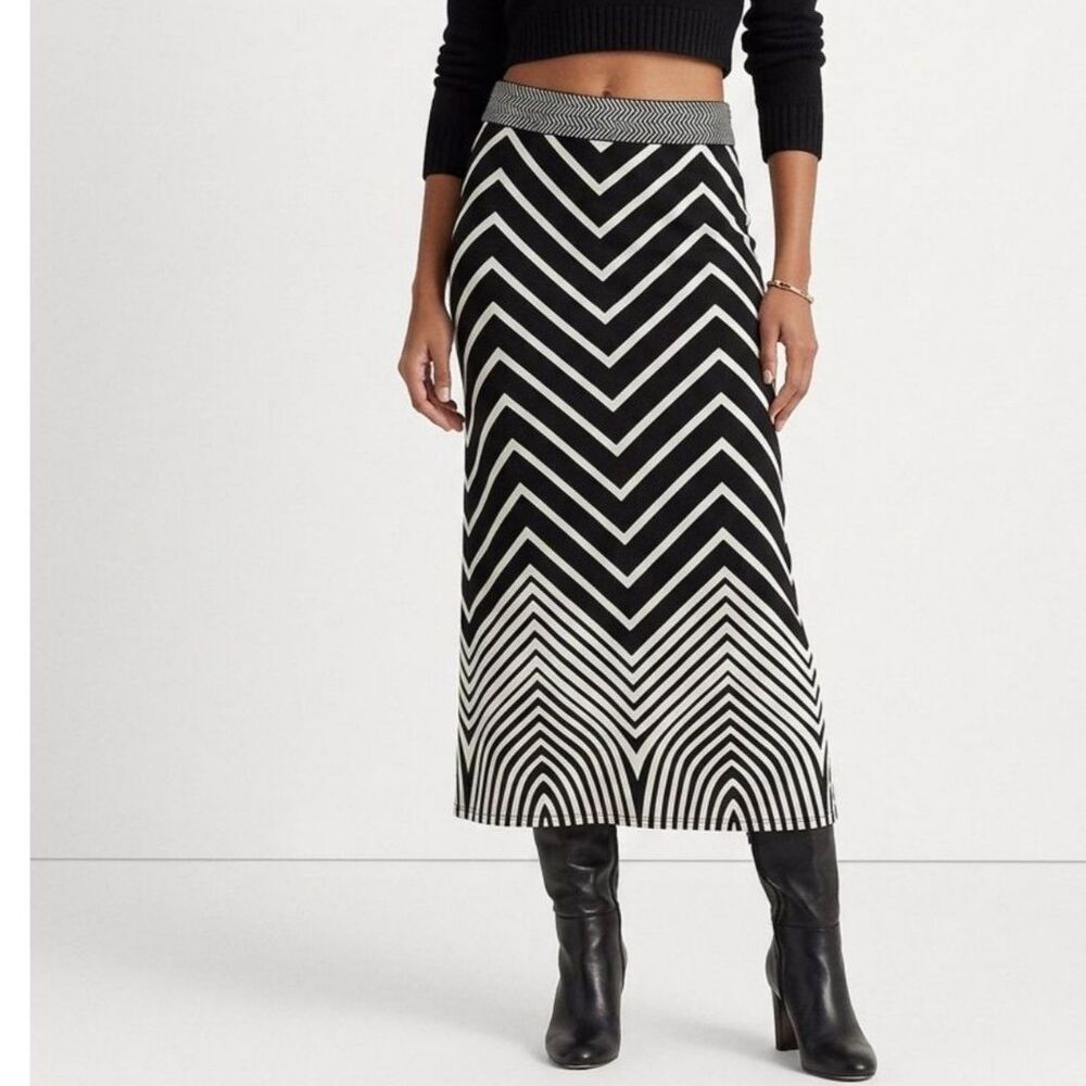 Metro Wear Black & White Striped Print Long Maxi Dress L